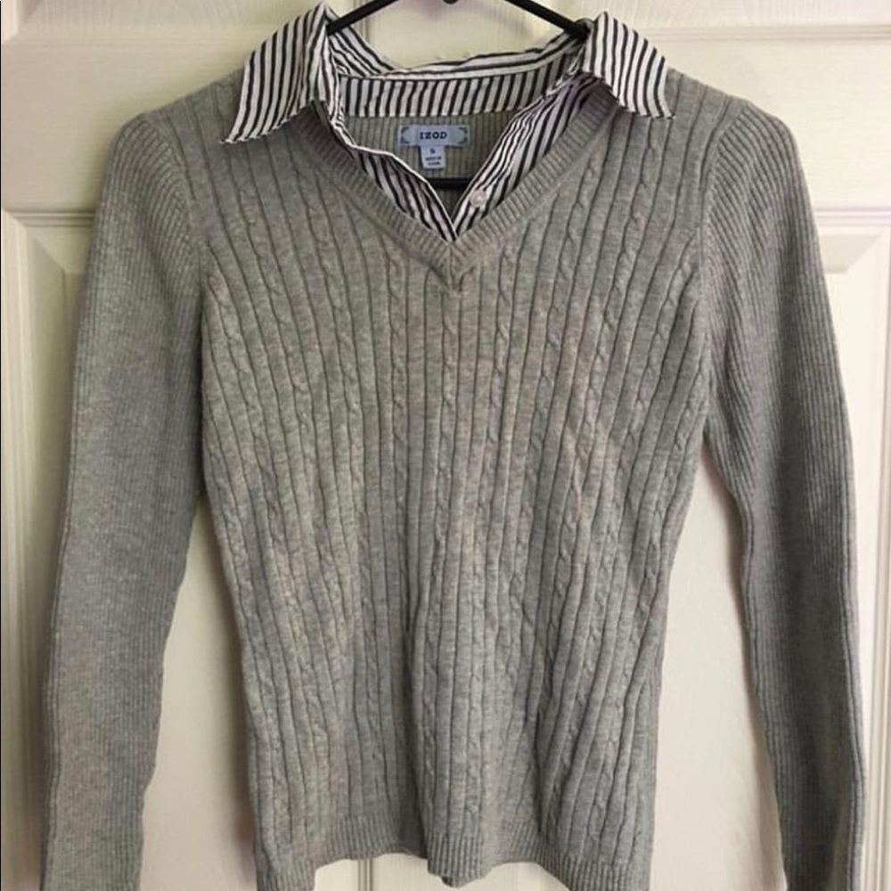 Grey Izod Sweater with Collar